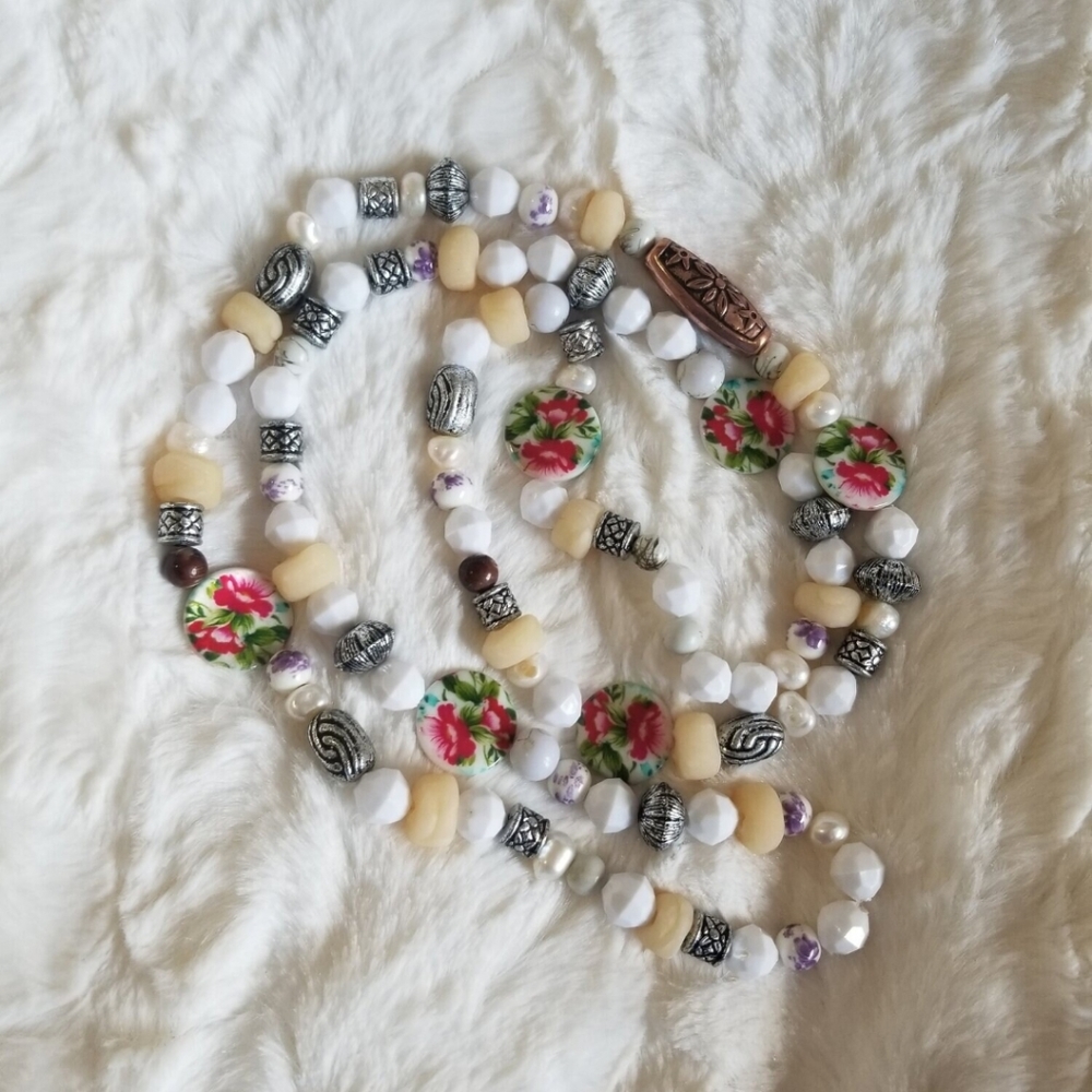🆕️Handmade White and Roses Meditation Necklace/Bracelet